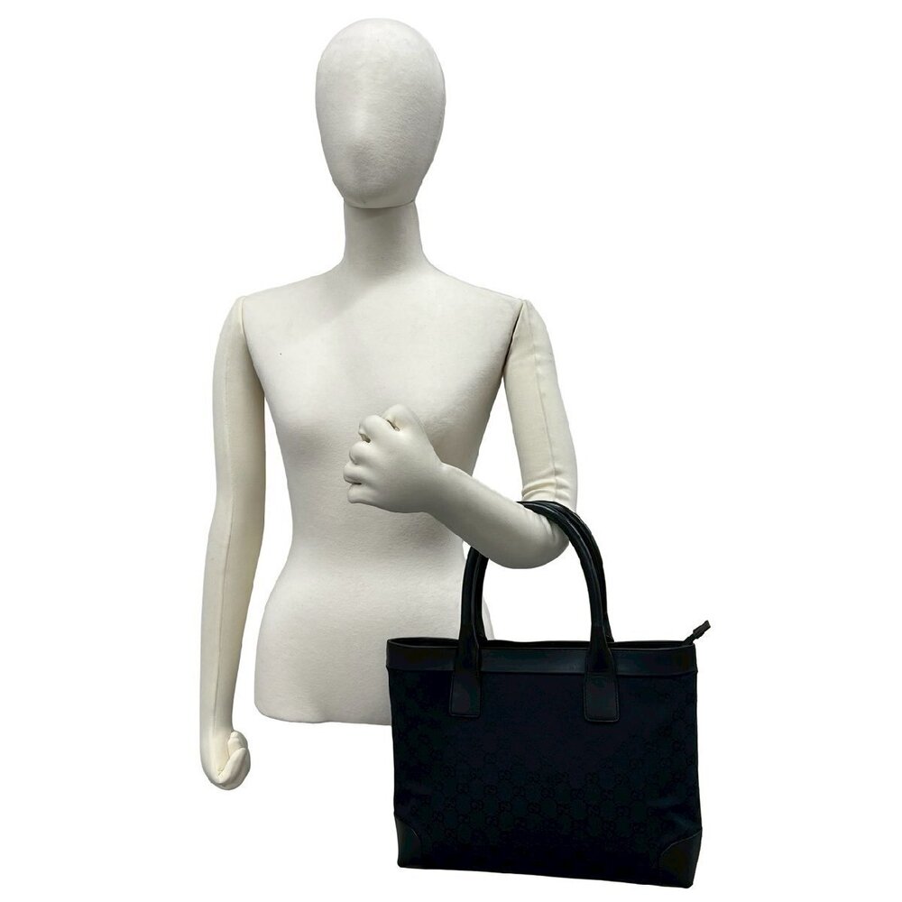 GUCCI GG canvas leather handbag tote Boston black - Picture 4 of 10